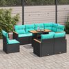 vidaXL Set Divani da Giardino 9 pz con Cuscini Nero in Polyrattan