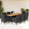 vidaXL Set da Pranzo da Giardino 9 pz con Cuscini Nero in Polyrattan