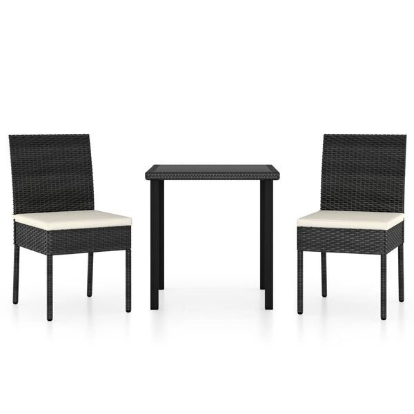 vidaXL Set da Pranzo da Giardino 3 pz in Polyrattan Nero