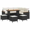 vidaXL Set Divano da Giardino con cuscino Nero Poly Rattan