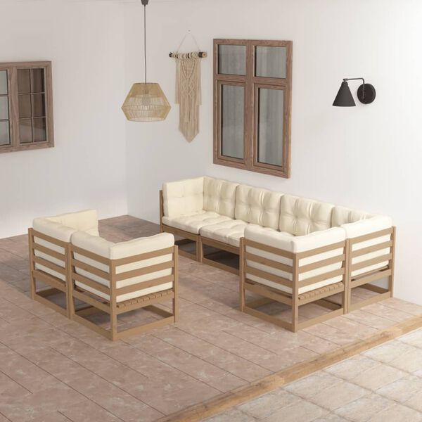 vidaXL Set Salotto Giardino 7 pz con Cuscini in Legno Massello di Pino
