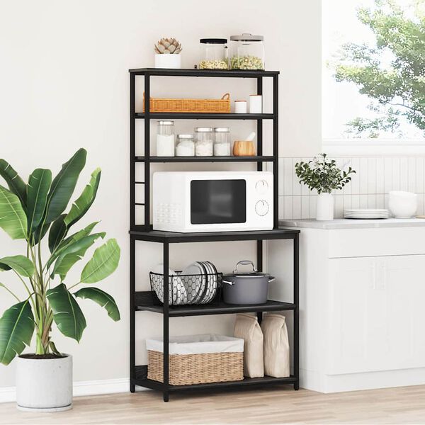 vidaXL Mensola da cucina Rovere Nero 80 x 40 x 168 cm