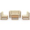 vidaXL Set Divani da Giardino 5 pz con Cuscini Legno Massello di Pino