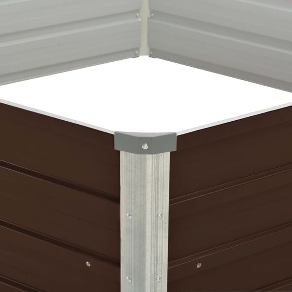 vidaXL Letto di Coltura Rialzato Marrone 129x129x46cm Acciaio Zincato