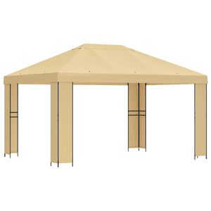vidaXL Gazebo 4 &times; 3 m Crema Poliestere e Acciaio 190 gsm