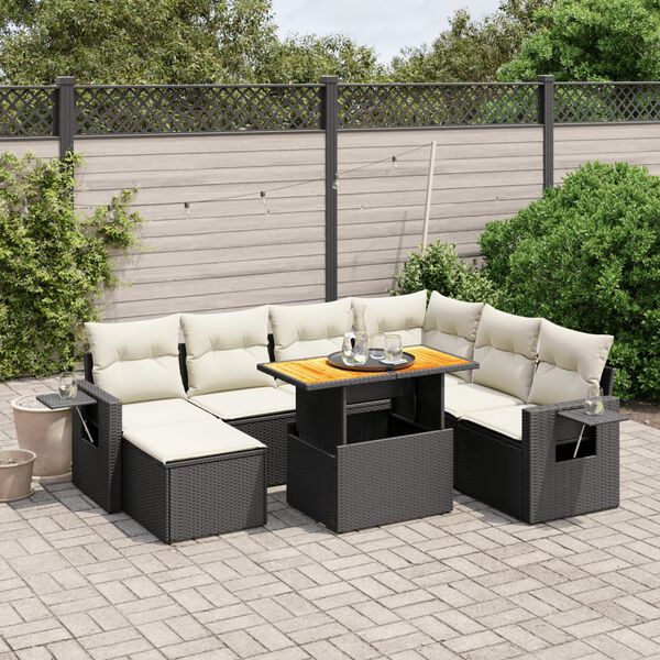 vidaXL Set Divani da Giardino con Cuscini 8 pz Nero in Polyrattan