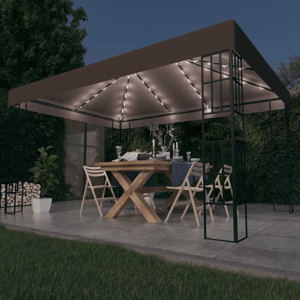vidaXL Gazebo con Luci a Stringa LED 4x3 m Grigio Talpa
