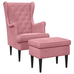 vidaXL Poltrona con Ottomano 2 pz Rosa Velluto