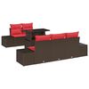 vidaXL Set Divano da Giardino 6 pz 5-Numero di posti Marrone e Rosso
