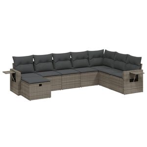 vidaXL Set Divano da Giardino 8 pz con Cuscini Grigio in Polyrattan