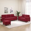 vidaXL Set di Divani 3 pz con Cuscini Decorativi Rosso Vino in Velluto