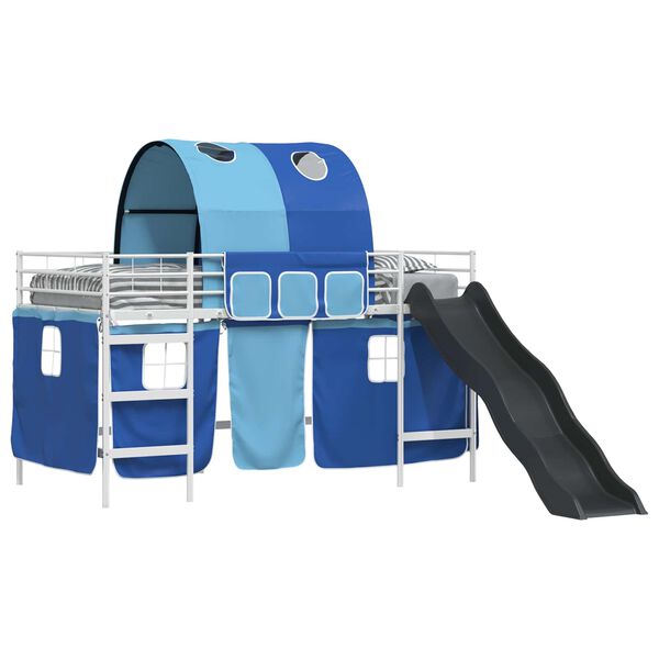 vidaXL Struttura del letto loft per bambini Bianco e Blu 79,5 x 200 cm