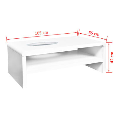 vidaXL Tavolino da Caffè con Luci LED Lucido Bianco 105x55x42 cm
