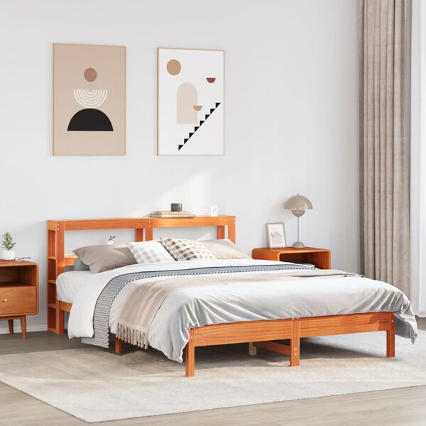 vidaXL Letto senza Materasso Marrone Cera 150x200 cm in Legno di Pino