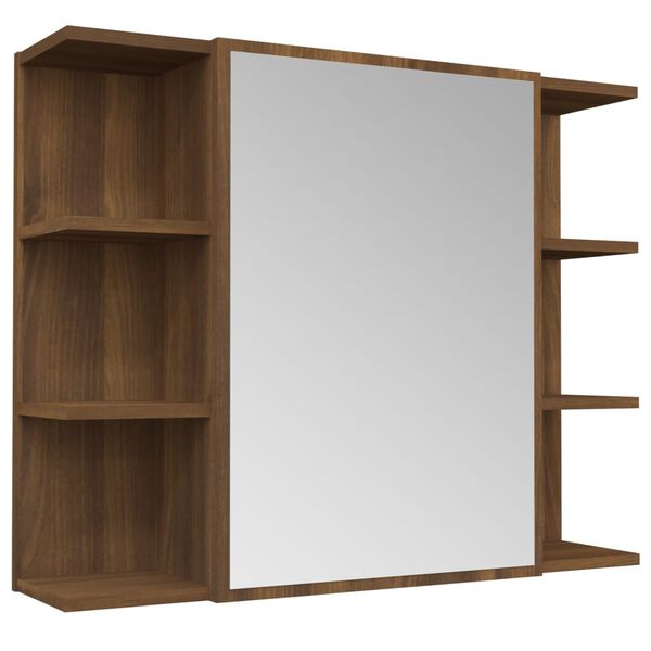 vidaXL Mobile da Bagno Specchio in Rovere Marrone 80x20,5x64 cm Legno