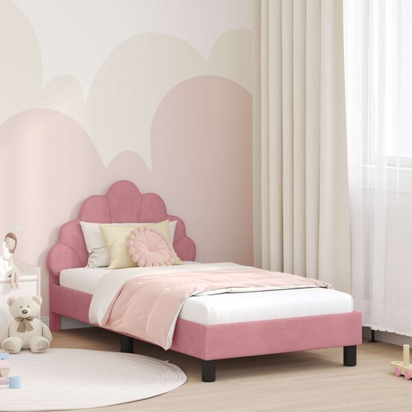 vidaXL Struttura letto bambini con testata Rosa 80 x 160 cm Velluto