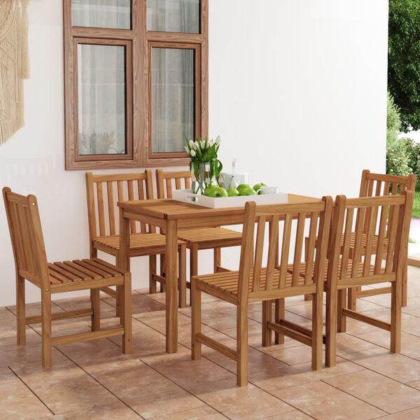 vidaXL Set da pranzo da giardino 7 pz 120x70 cm in legno massello di teak