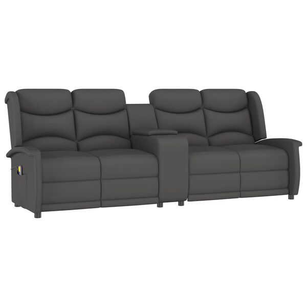 vidaXL Divano Massaggio a 4 Posti con Portabicchieri Grigio Scuro