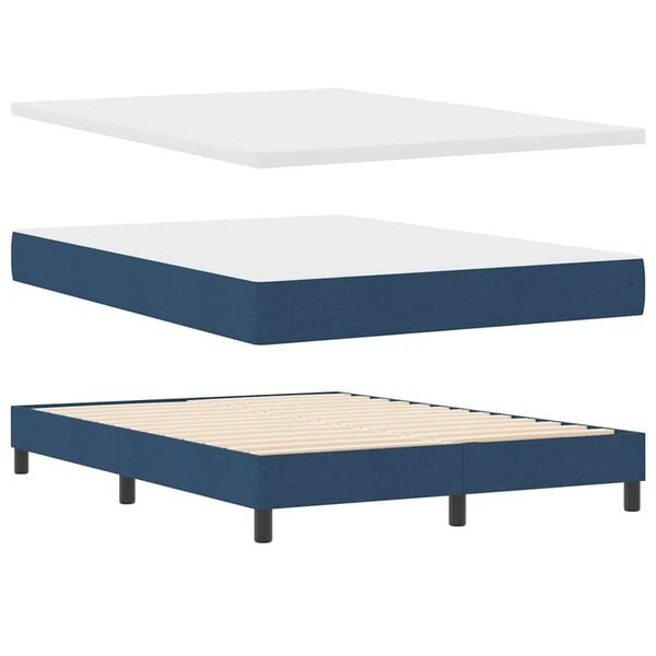 vidaXL Letto a molle con materasso Blu 140 x 190 cm Tessuto