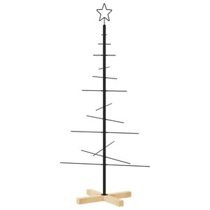 vidaXL Albero di Natale in Metallo con Base in Legno Nero 120 cm