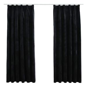 vidaXL Tende Oscuranti con Ganci 2 pz Nere in Velluto 140x175 cm