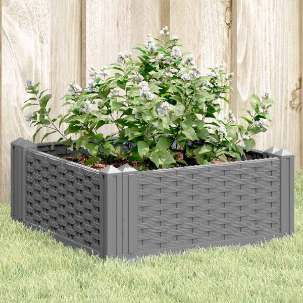vidaXL Fioriera da Giardino con Picchetti Grigia 42,5x42,5x28,5 cm PP