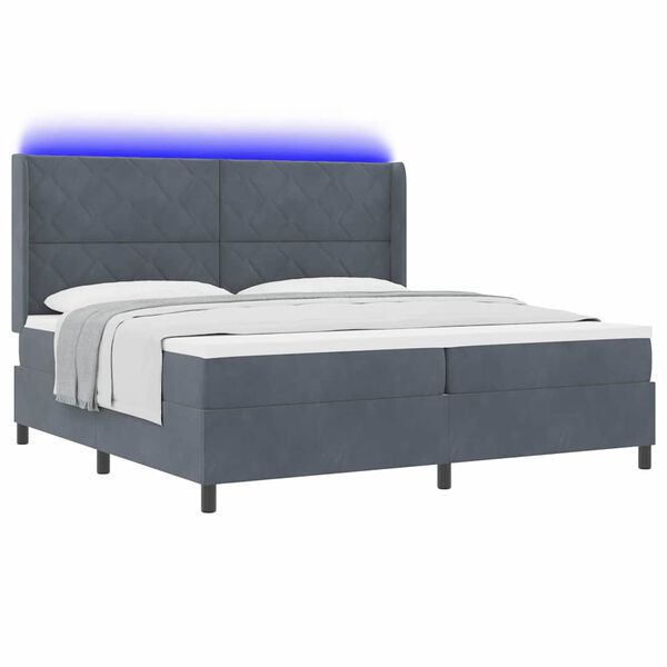 vidaXL Letto a molle con materasso Grigio scuro 200 x 200 cm Velluto