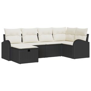 vidaXL Set di divani con cuscino Nero e Crema polyrattan