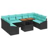 vidaXL Set Divano da Giardino 10 pz 9-Numero di posti Nero e teal