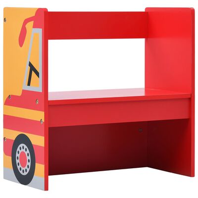 vidaXL Set e Tavolo Sedie per Bambini 3pz Design Camion Pompieri Legno