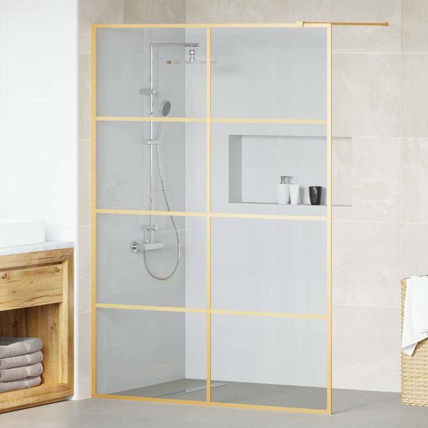 vidaXL Parete Doccia Walk-in Oro 140 x 195 cm vetro temperato