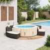 vidaXL Bordo per Spa Nero in Polyrattan e Legno Massello di Acacia