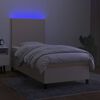 vidaXL Letto a Molle con Materasso e LED Crema 90x190 cm in Tessuto
