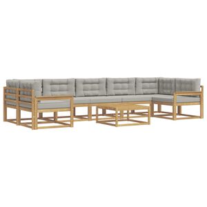vidaXL Set di divani da esterno 6 pz Bianco e Grigio Chiaro