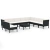 vidaXL Set Divani da Giardino 11 pz con Cuscini in Polyrattan Nero