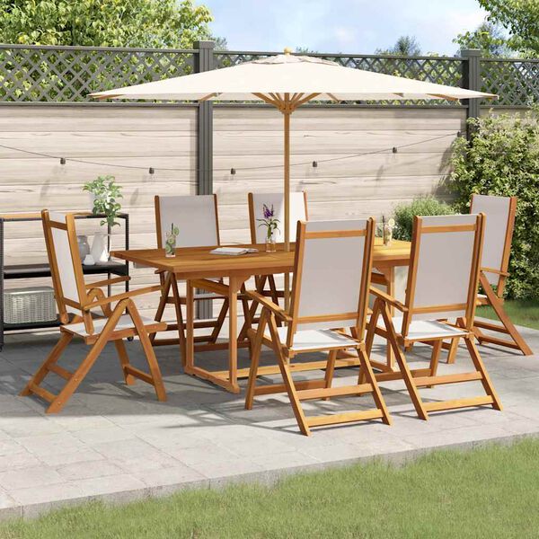 vidaXL Set Pranzo da Giardino 7pz Legno Massello di Acacia e Textilene