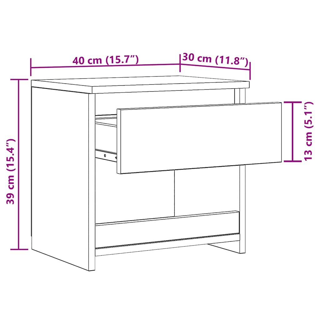 VidaXL Comodini In Legno Multistrato 2 Pezzi - Rovere Artigianale 40x36x65 Cm, 3 Cassetti, Stile Moderno