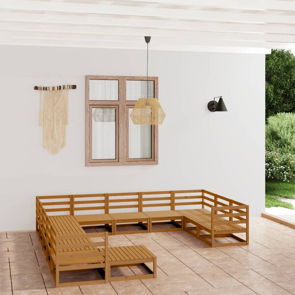 vidaXL Set Divani da Giardino 12 pz in Legno Massello di Pino