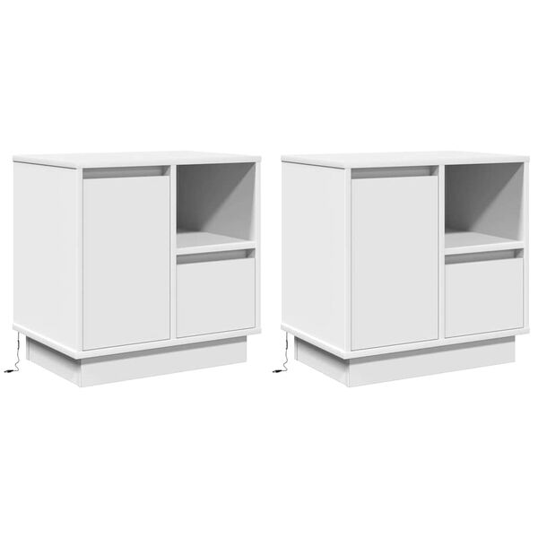 vidaXL Armadio da Notte con cassetto 2 pcs Bianco 50 x 34,5 x 50 cm.
