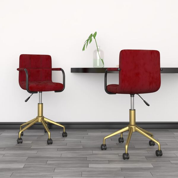 vidaXL Sedie da Pranzo Girevoli 2 pz Rosso Vino in Velluto