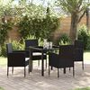 vidaXL Set da Pranzo per Giardino con cuscino 5 pcs Nero polyrattan