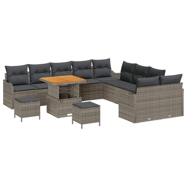 vidaXL Set Divano da Giardino 13 pcs Grigio polyrattan