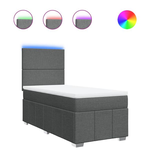 vidaXL Giroletto a Molle con Materasso Grigio Scuro 100x200 cm Tessuto