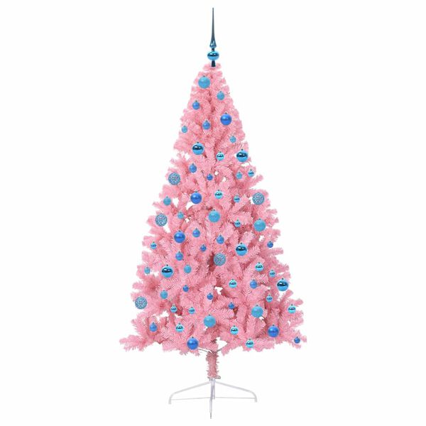 vidaXL Albero di Natale artificiale con luci integrate Rosa 180 cm PVC