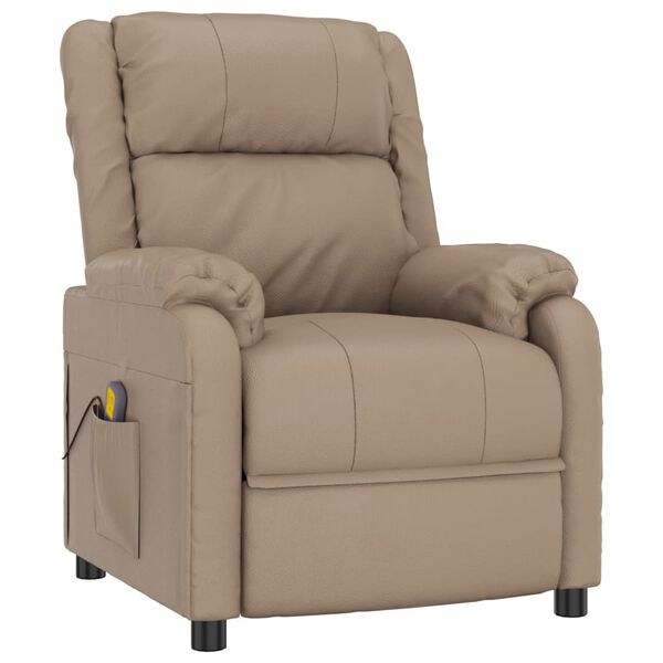 vidaXL Poltrona Massaggiante Cappuccino in Similpelle