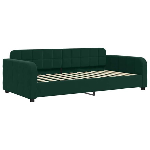 vidaXL Divano Letto Estraibile Materassi Verde Scuro 90x200 Velluto