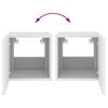 vidaXL Mobili TV a Parete con Luci LED 2pz Bianchi 30,5x35x30 cm