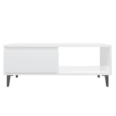 vidaXL Tavolino da Salotto Bianco Lucido 90x60x35 cm Legno Multistrato