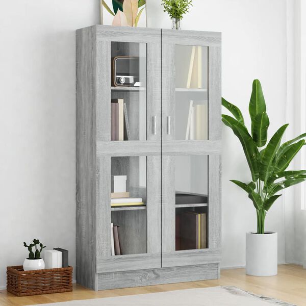 vidaXL Mobile Vetrina Grigio Sonoma 82,5x30,5x150 cm Legno Multistrato