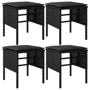 vidaXL Poggiapiedi da Giardino con Cuscini 4pz Nero in Polyrattan